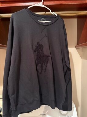 Polo by Ralph Lauren Black Crewneck Sweatshirt with Embroidered Polo Player